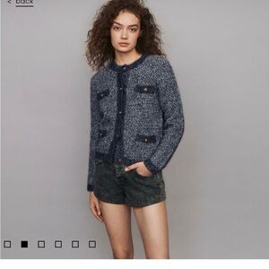Maje Navy Tweed Cardigan